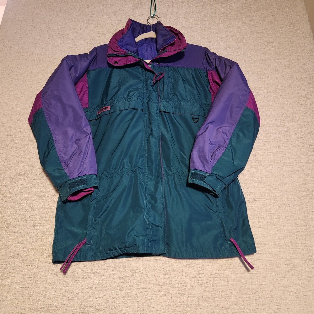 Columbia Gizzmo 3-in-1 Parka Jacket Women Large Teal Purple Vintage 90s SL5750